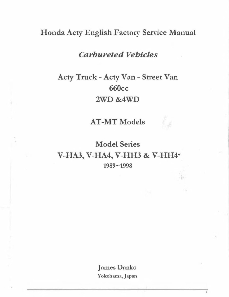 Honda Kei Truck Van Acty Street HH3 660cc E07A Engine Service Shop