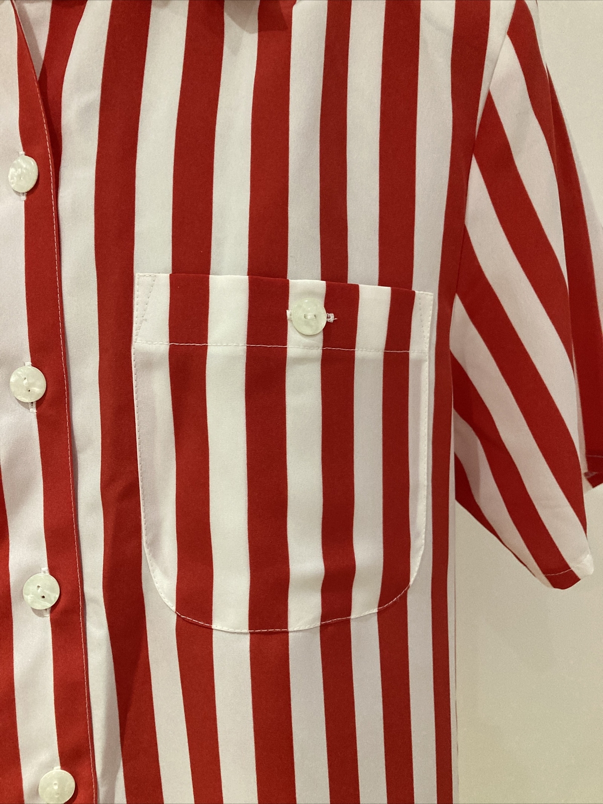 Vintage 1970s/80s Red/White Striped C & A Striped Blouse/Shirt, Size 38 EUR 2