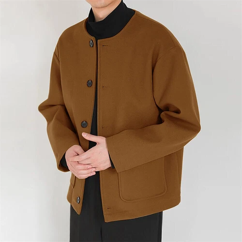 Hombres Moda Chaqueta de Lana Abrigo Ligero Ropa Deportiva Botón Informal Rompevientos - Imagen 1 de 14
