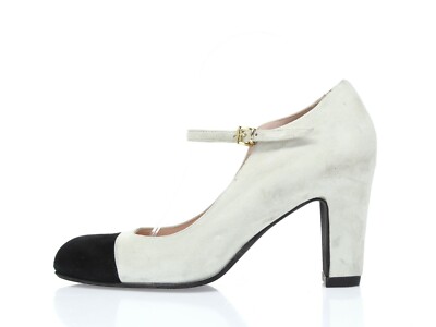 RUE DU JOUR off white / black suede cap toe Mary Jane pumps sz. 41 M NEW!