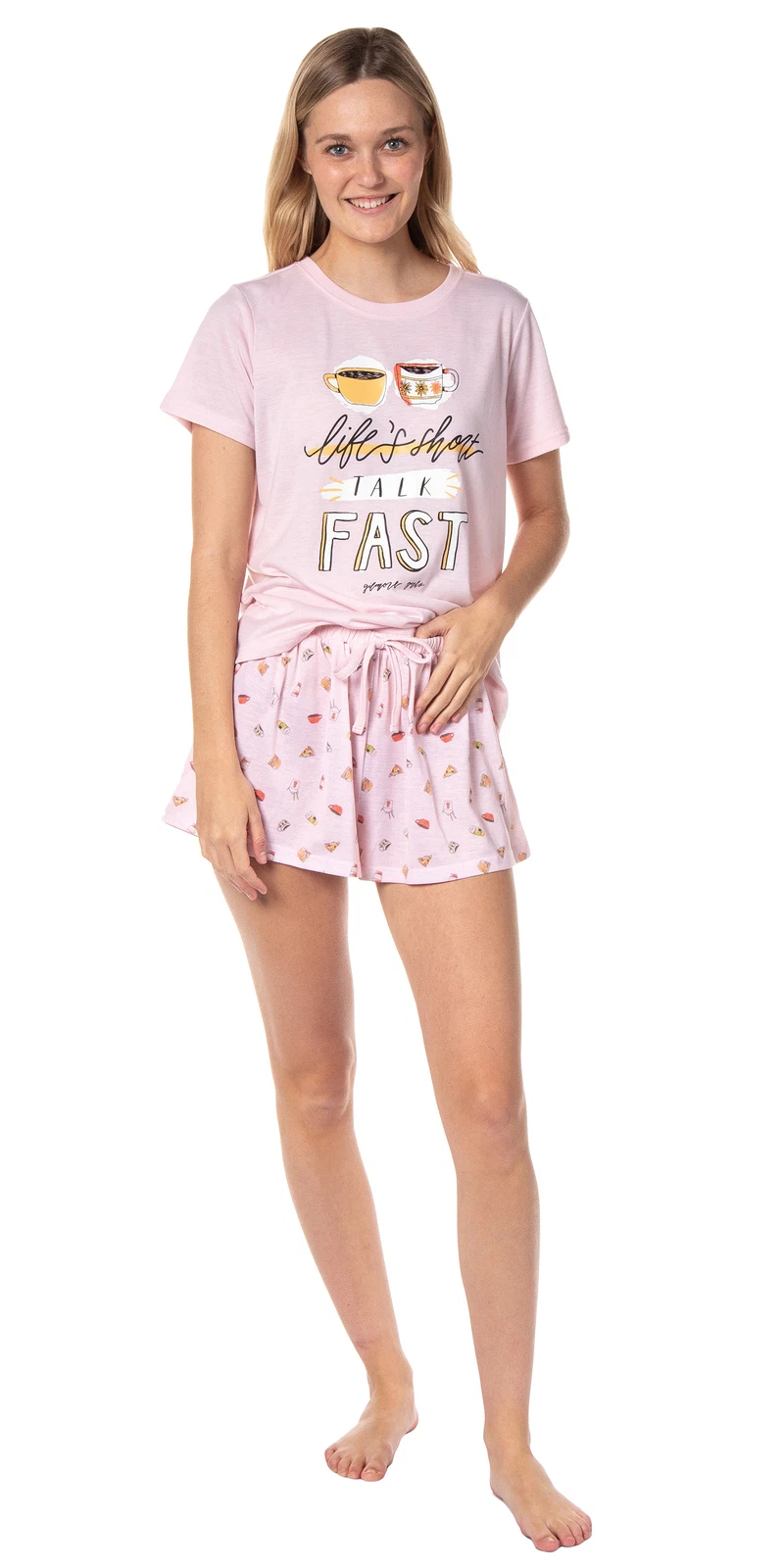 Gilmore Girls Womens' Coffee Life's Short Sleeve and Short Pajama Set | Comfortable Sleepwear | Summer Pajamas