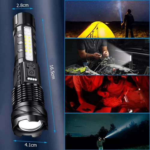 Linterna LED súper brillante 990000000 lúmenes luces de trabajo tácticas recargables - Imagen 11 de 14