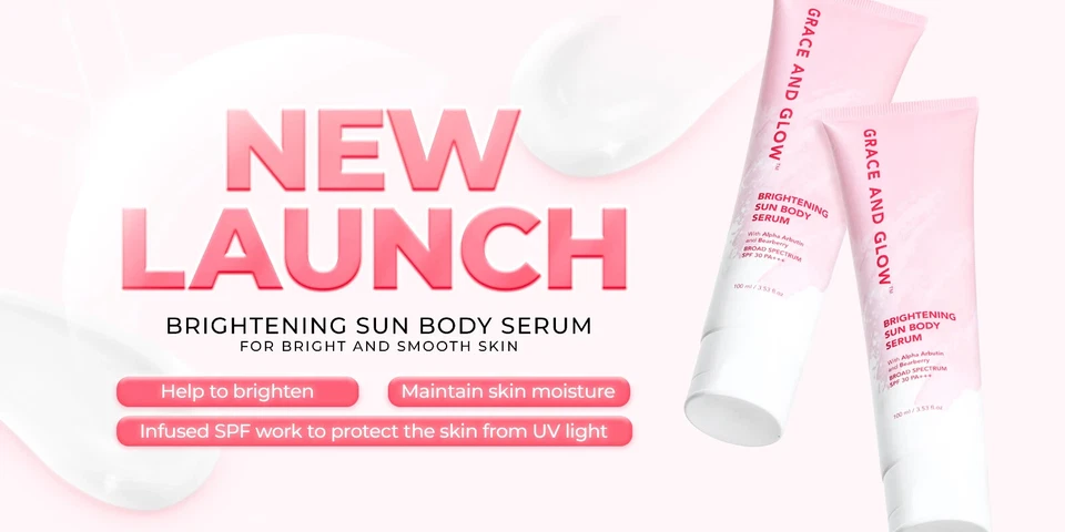 2X GRACE&GLOW Brightening Sun Body Serum For Bright & Smooth Skin with Arbutin Foto 2 de 4