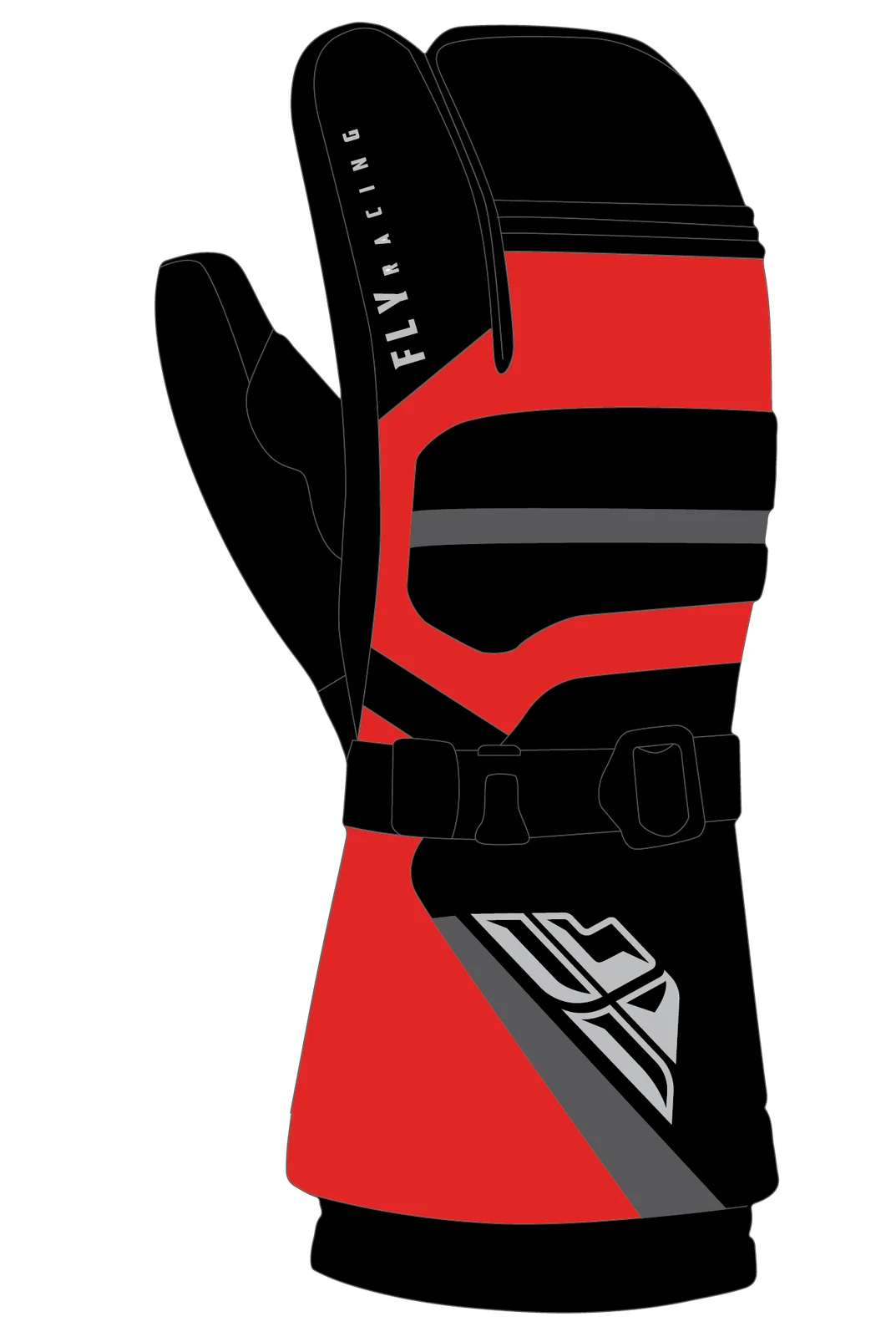 Fly Racing Mens Ridgeline Claw Gloves Snow Black/Red 3XL