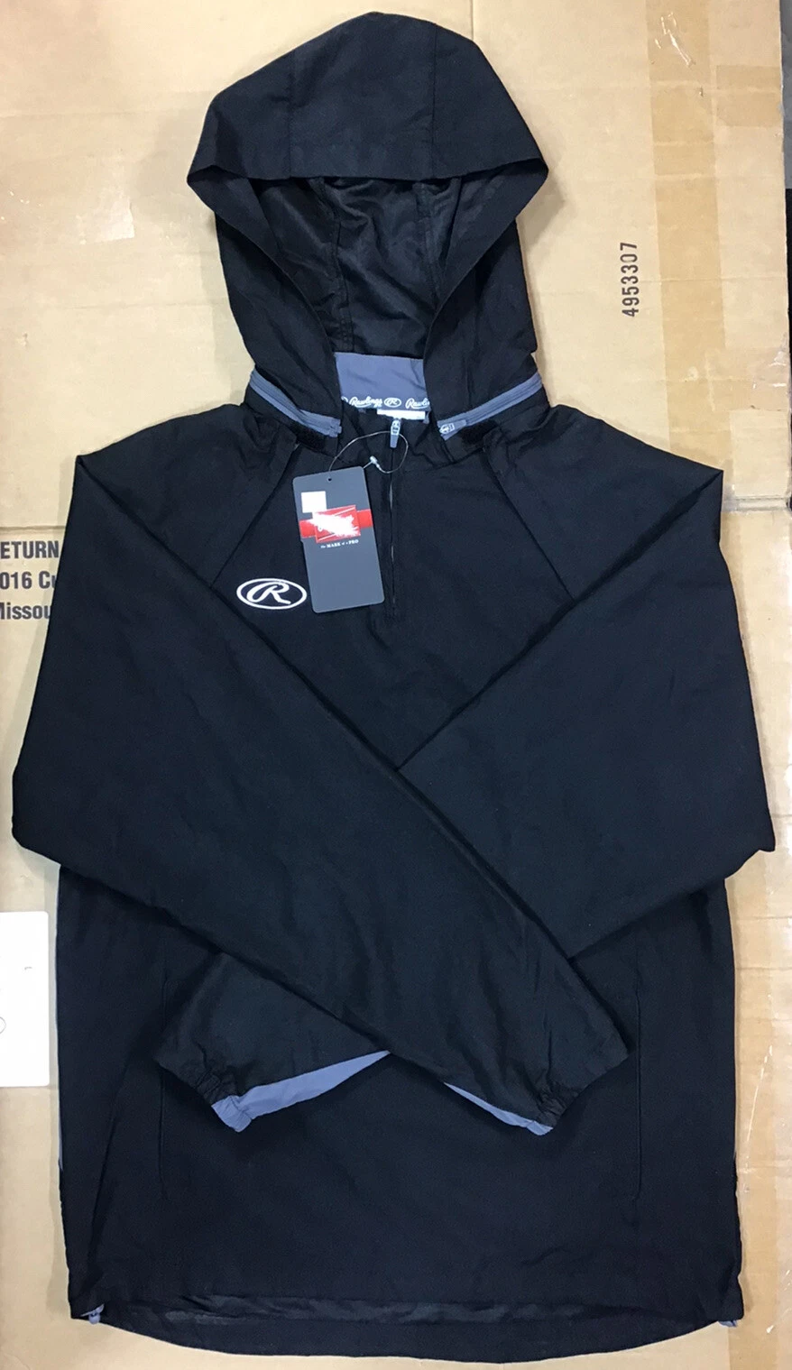 Rawlings Men's Small Windbreaker Jacket w/ Removable Sleeves & Hood, 1/4 Zip L23