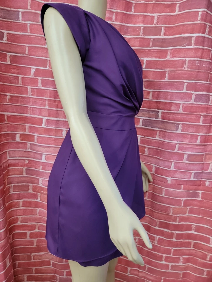 BCBGeneration Dress Womens Size 8 Purple Cocktail One Shoulder Zipper #A - Image 4 of 4