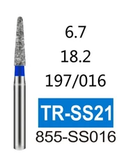 100 Super Short Shank Diamond Burs Taper Round End TR-SS21 for Dental Handpiece