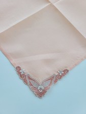 Vintage Ladies Hankie Pink With Corner Design