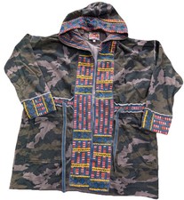 Johnny Was Hooded Duster Cardigan Wrap Medium Cotton