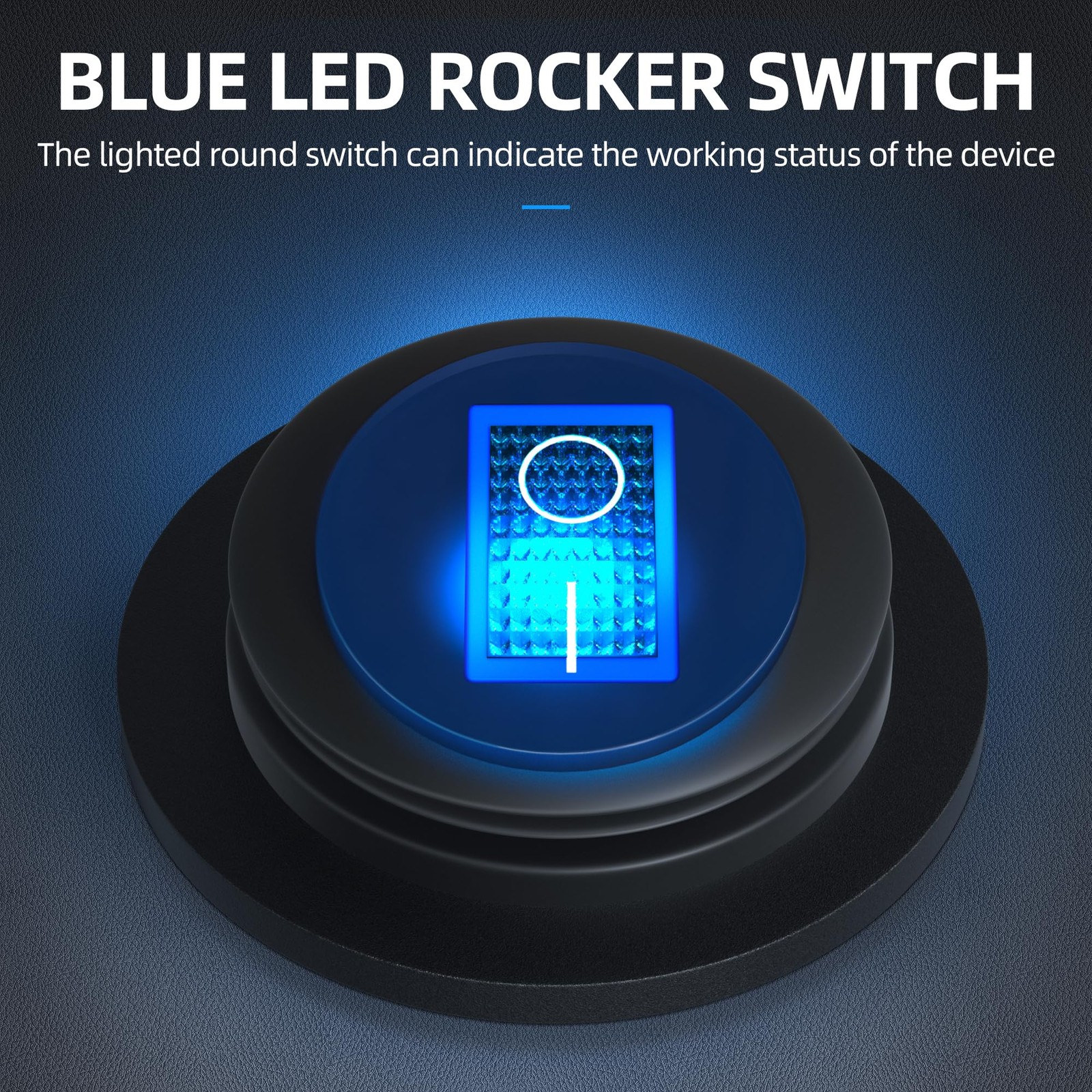 DaierTek UL Listed Waterproof Round Rocker Switch with Shell 12V Blue LED Roc...