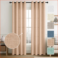 VorhäNge Leinenoptik ÖSenvorhang Semi-Transparent 2Er Set 225X140 Cm Beige-Rosa