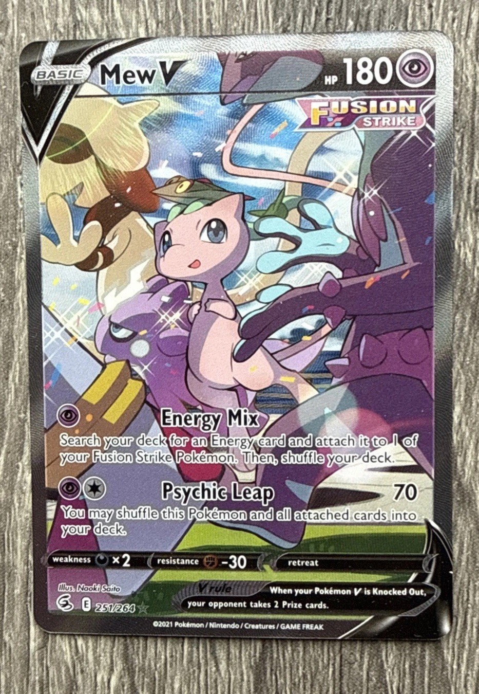 Mew V - 251/264 - Alternate Art - Fusion Strike - 2021 Pokemon Card Single- NM