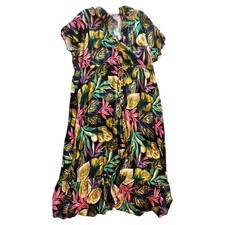 Women’sFashion Nova Blair Multi Color Tropical Floral Button-Up Rayon Maxi Dre