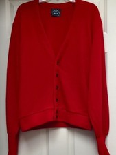 Vintage Jantzen Red V-Neck Cardigan Sweater Size Medium Made in USA Grandpa Core