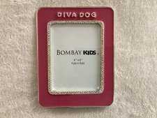 DOG PICTURE FRAME  DIVA DOG  Rhinestone Embellished Pink Metal 4x6 Photo-NEW