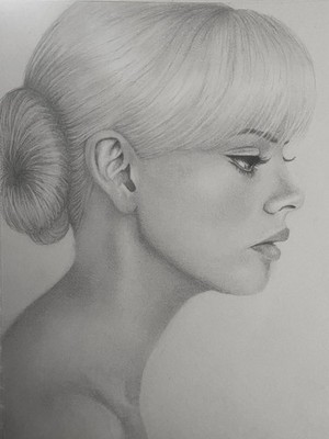 Realism Pencil Drawing Portrait of Actress and Model Britt Ekland, Paper Artwork