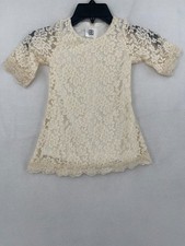 Cvree Dress Youth Size Color White Lace Overlay Floral Half Sleeve Crew Neck Zip