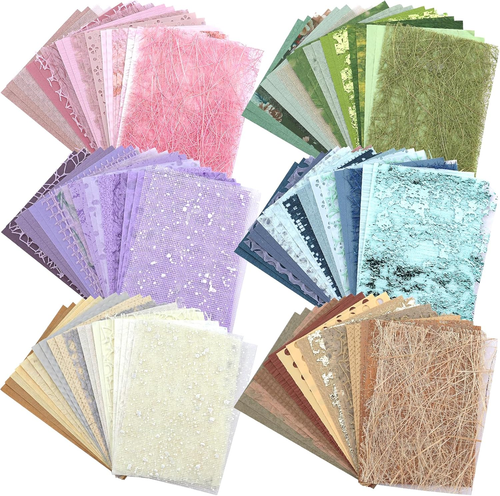 Mesh Testure 144 Sheets Textured Scrapbook Paper and Mesh Fabric Set - 6 Pack ...