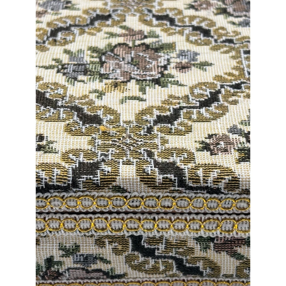 Joyero organizador de baratijas brocado floral vintage con ranuras para espejo y anillo Foto 2 de 4