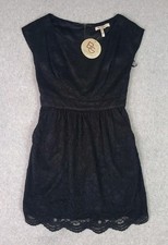 BCBGeneration Cocktail Mini Dress Whimsigoth Party Women's Sz 4 Black Lace Lined