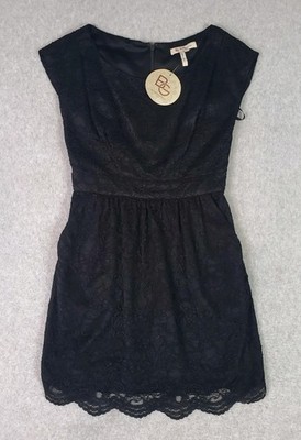 BCBGeneration Cocktail Mini Dress Whimsigoth Party Women's Sz 4 Black Lace Lined