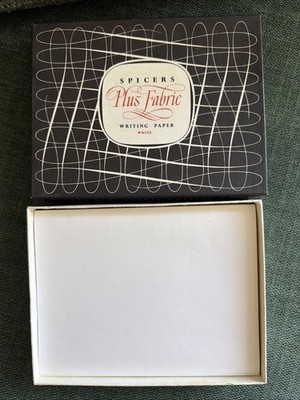 Vintage 50er Jahre SPICERS PLUS STOFF SCHREIBPAPIER Boxed Briefpapier Set