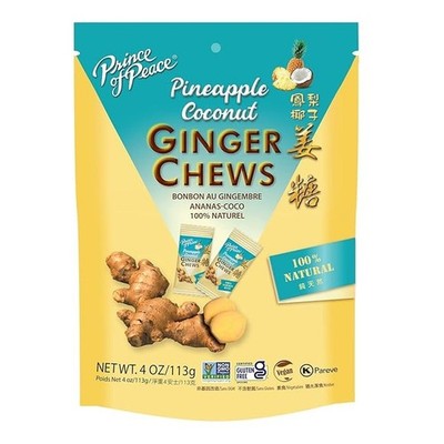 Prince of Peace Pineapple Coconut Ginger Chews 4oz (pack of 3)