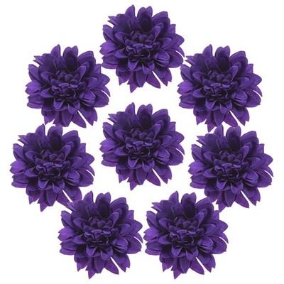 8-Pack Artificial Flowers Bulk, Purple Fake Chrysanthemum Floral for DIY