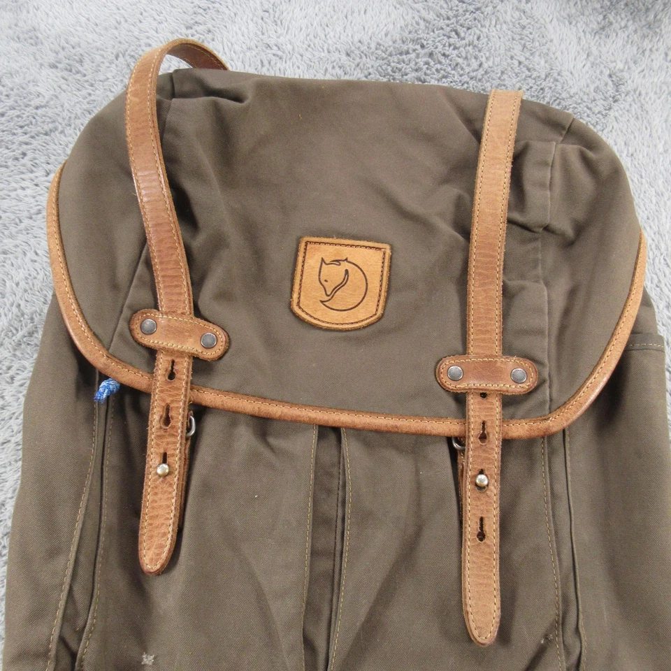 Mochila Fjallraven Nº 21 Mediana G-1000 Marrón Mochila Cuero Correas Lona Foto 2 de 4