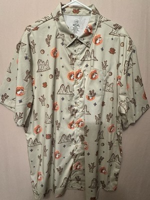 Bucees Shirt Mens 3XL Button Beaver Logo All Over Print Desert Western Stretch