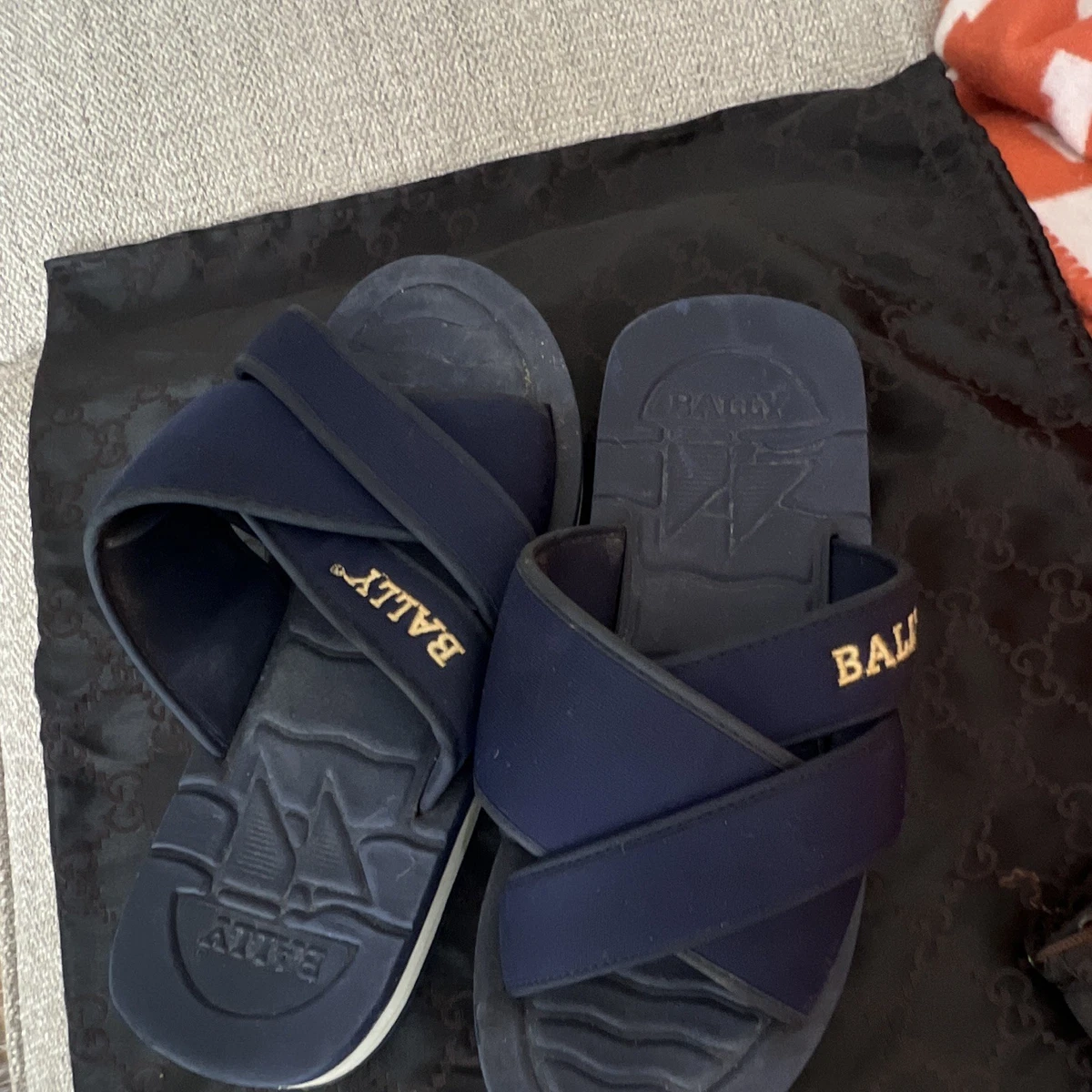 Bally Switzerland Blue Rubber Logo Slides Sandals Size 12 Bally Men main image 4