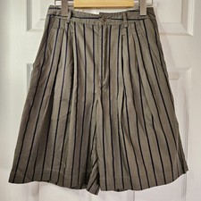 Vintage Esprit Women's Shorts High-Waist Gray/Navy Stripes Size 40