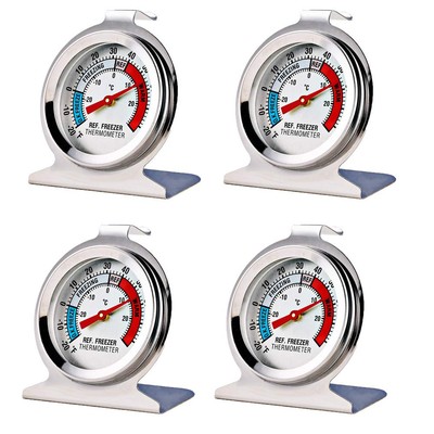4 Pack Refrigerator Freezer Thermometer Large Dial Analog White 