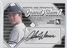 2011 ITG Heroes and Prospects Grand Slam! Silver 1/1 Adam Warren #GS-AW Auto 2u3
