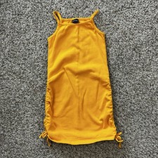 Art Class Girls' Side Cinch Tank Dress Orange Small 6/6X Ruched Sides