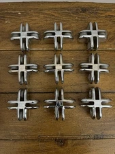 Glass Display Cube Chrome 4-Way Connectors - Set Of 9 - For 3/16" Tempered Glass
