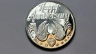 Vintage 1986 Crown Mint Happy Anniversary Lovebirds 1 Ounce .999 Silver Round
