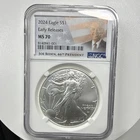U.S. Mint 2024 American Silver Eagle $1 1 oz .999 Silver NGC MS70 Early Releases