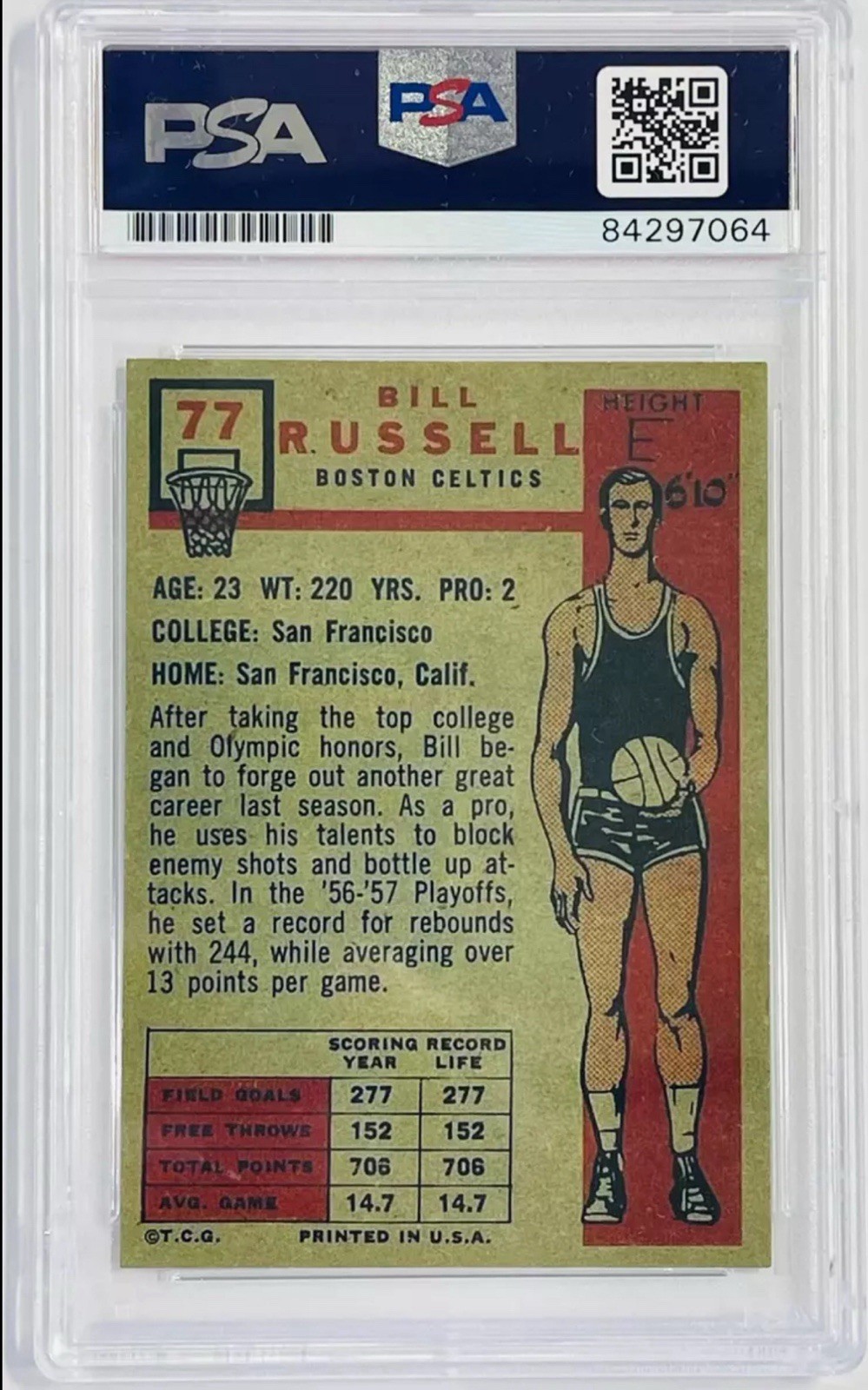 Bill Russell PSA/DNA 10 Certified Auto Grade Only Trading Card view 2