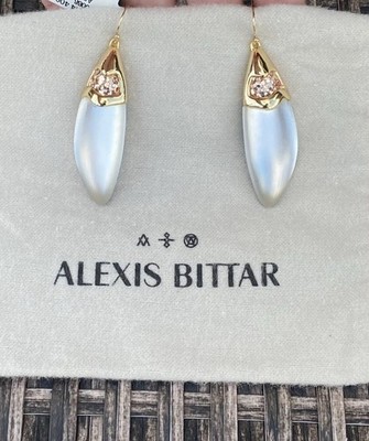 100% Authentic Alexis Bittar Silver/ White Lucite & Glitter Tulip 
