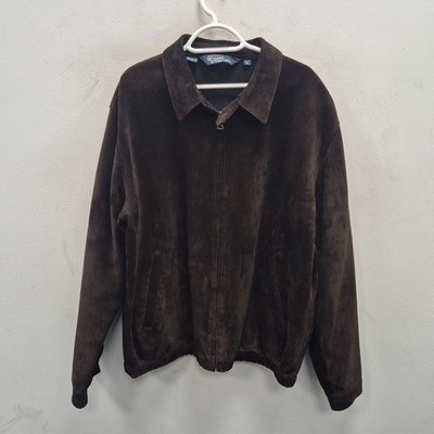 Ralph Lauren Polo Vintage Soft Suede Leather Bomber Fleece Lined Jacket Coat XL