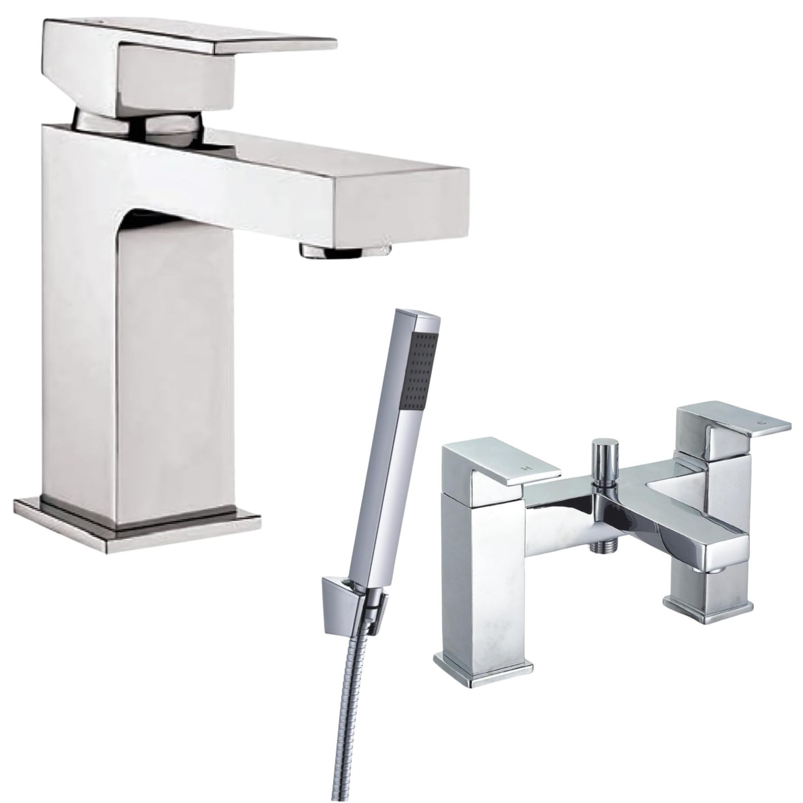 Home Range Mini Basin & Bath Shower Mixer Tap Set Chrome