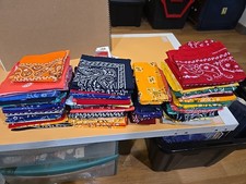 Lot of 78 Vintage Multi Colored Bandanas. B 