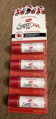 Carmex SuperCran Moisturizing Lip Butter Balm Cranberry With Vitamin E *LOT OF 4