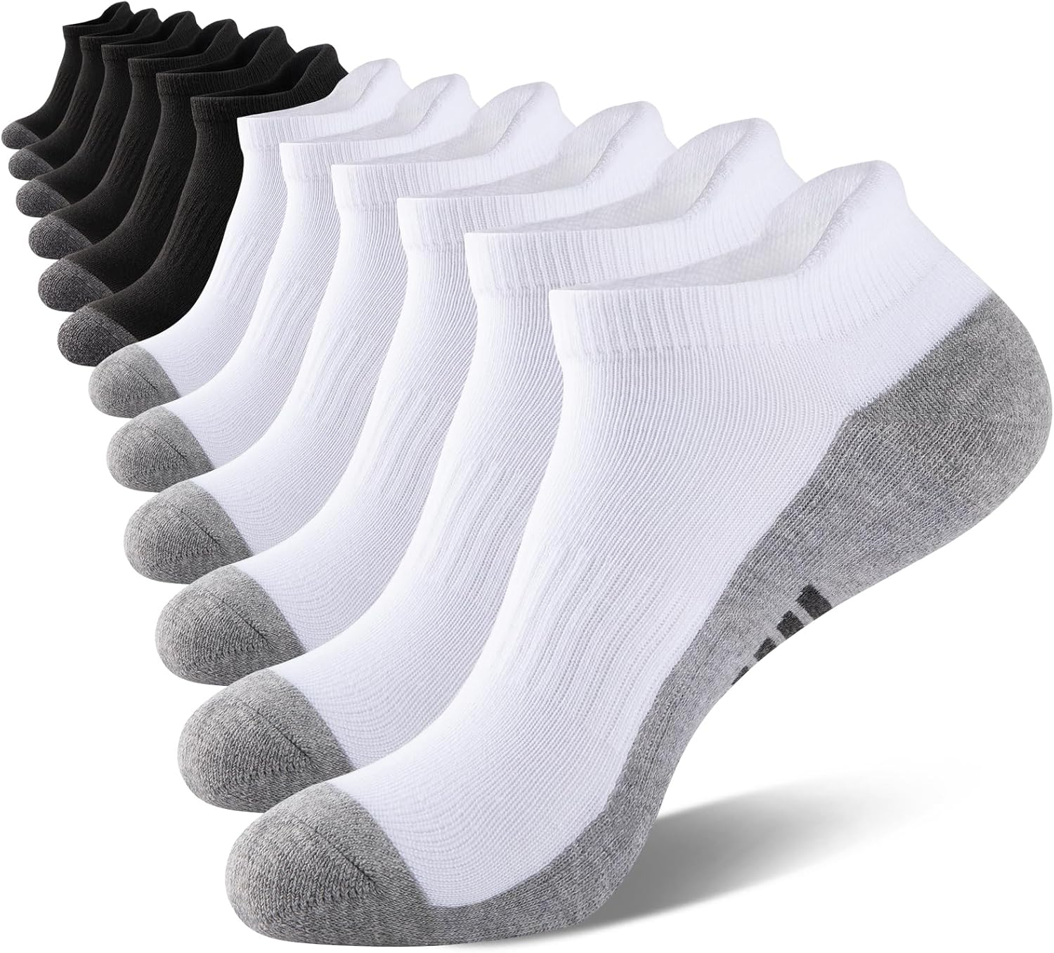 Mens Ankle Socks Low Cut Athletic Cushioned Running Tab Socks 6 Pack-image