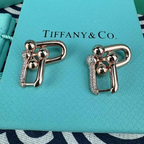 Tiffany & Co. Hardware Extra Large Link Earrings Silver USED from japan - Picture 1 of 5
