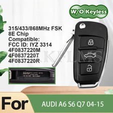For Audi A6 S6 Q7 2004-2015 8E Chip Remote Car Key Fob Control Without Keyless