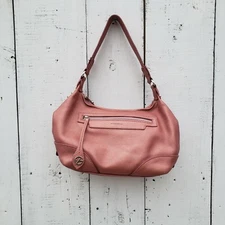 Francesco Biasia Dusty Rose Pebbled Leather Shoulder Satchel Handbag