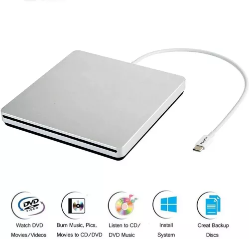 USB-C Superdrive External DVD/CD Reader Burner for Apple Macbook Air Pro Mini