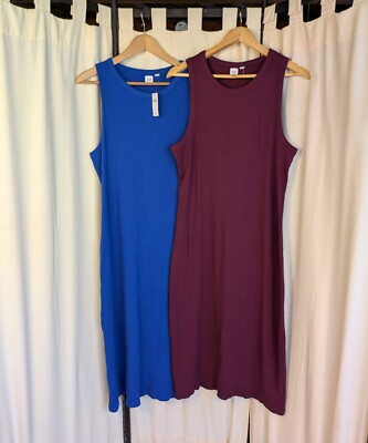 NWT 2 Gap Knit Ribbed Dresses Maxi Sleeveless Size XL Cotton/Rayon List:  $100 | eBay